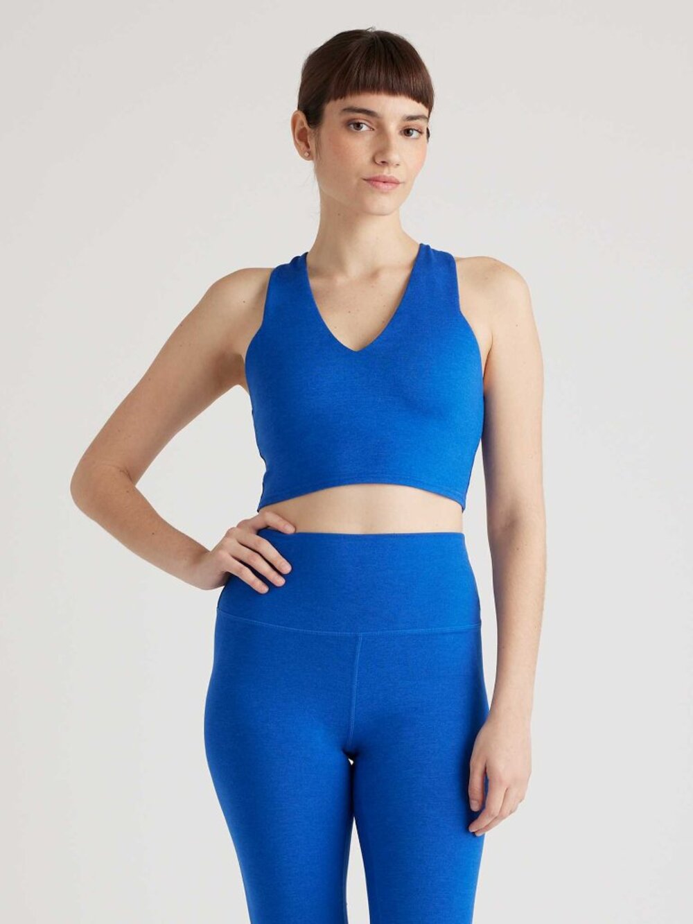 EUC Quince Ultra-Soft V-Neck Cropped Tank Size S Cobalt Heather
